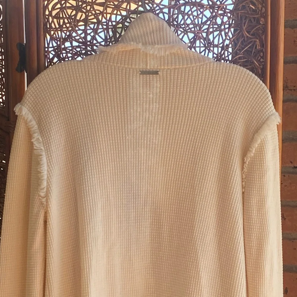 NWOT Michael Kors Cream Knit Waffle Fringe Sweater Excellent Condition!
